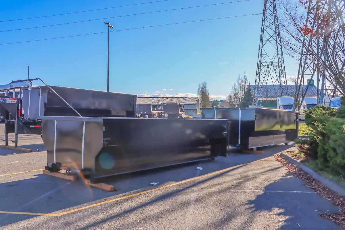 Roll-off dumpster ready for waste disposal at job site for 12 Yard Dumpster Rental in Lindenwold